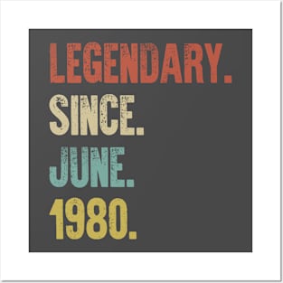 Retro Vintage 40th Birthday Legendary Since June 1980 Posters and Art